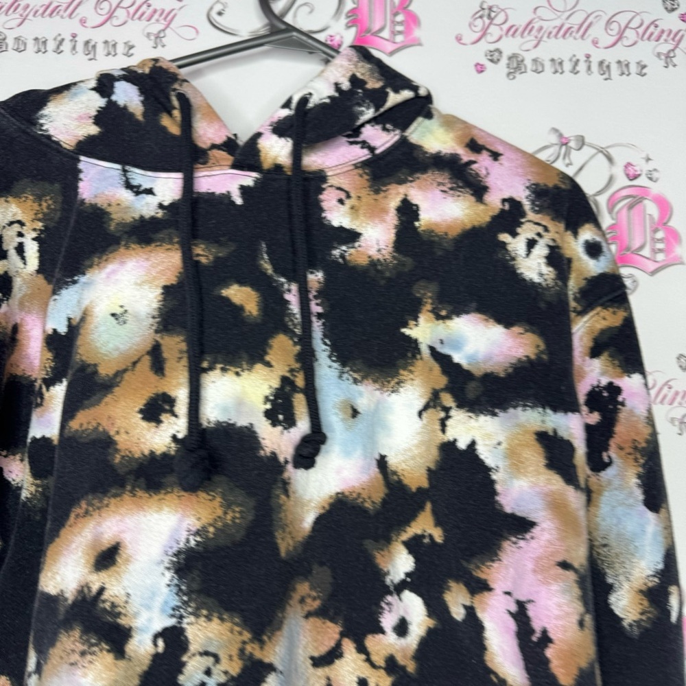 Wild fable sweater hoodie pull over crop tie dye camo pastel cotton candy fleece - Picture 3 of 10